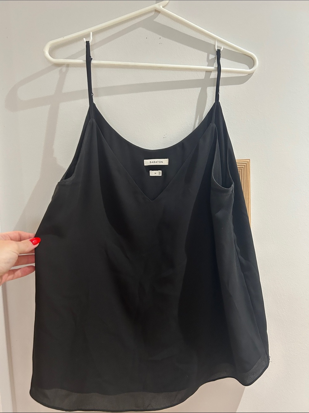 Babaton Black V-Neck Silk-Blend Camisole